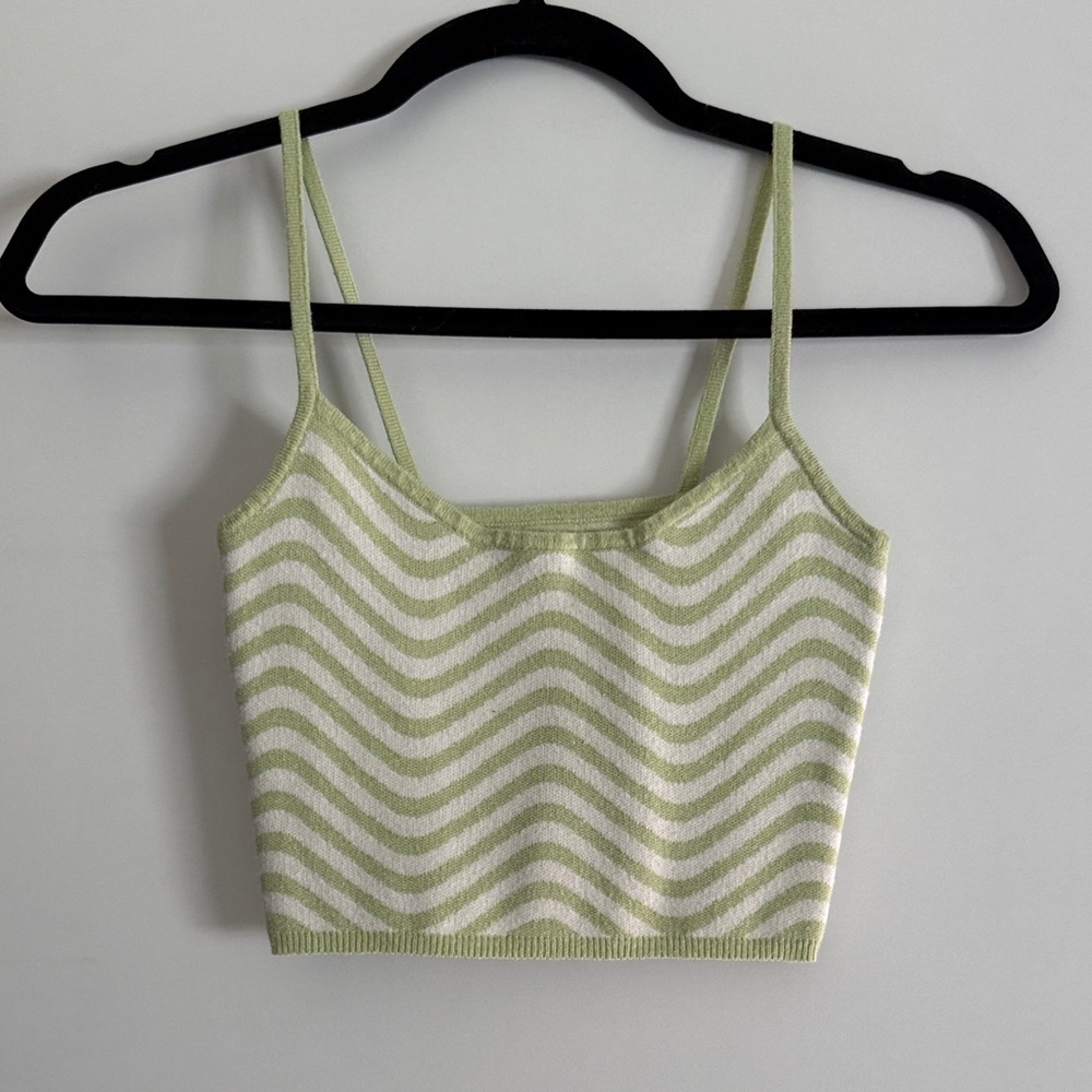 Pacsun Green and White Striped Women's Tank Top